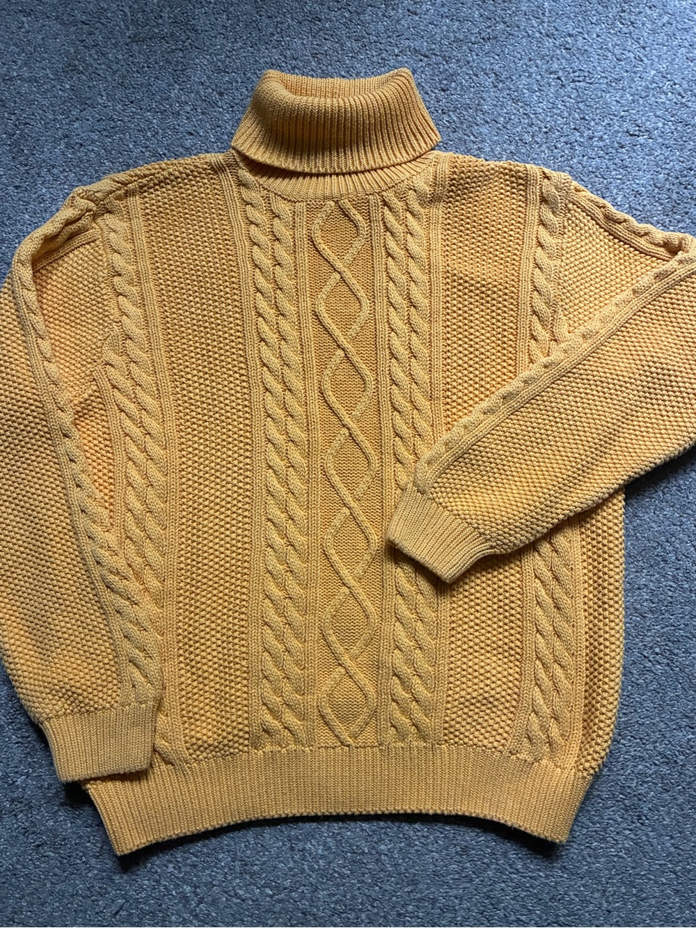 Vintage Yellow Cable Knit Sweater (M)